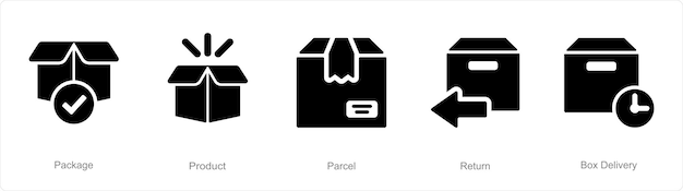 Un conjunto de 5 iconos de entrega como paquete de producto