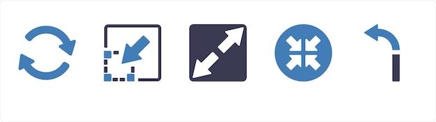 Un conjunto de 5 iconos de flecha como abajo a la izquierda dirección dirección inferior