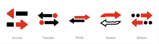 Un conjunto de 5 iconos de flechas como intercambio de transferencia de flechas