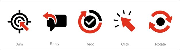 Un conjunto de 5 íconos de flechas como rehacer respuesta de objetivo