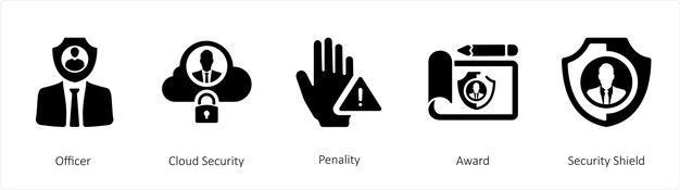 Un conjunto de 5 íconos de GDPR, como la seguridad de la nube del oficial