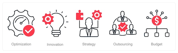 Un conjunto de 5 iconos de gestión de proyectos para optimizar la estrategia de innovación