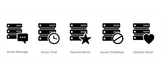 Un conjunto de 5 iconos de Internet como servidor mensaje servidor tiempo servidor favorito