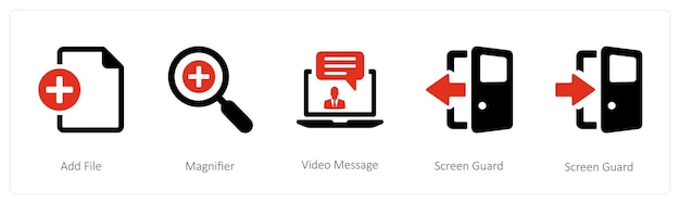 Un conjunto de 5 iconos de mezcla como agregar ampliación de archivo