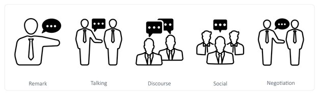 Un conjunto de 5 íconos de mezcla como comentario discurso de habla