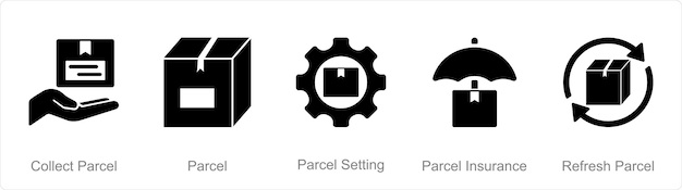 Un conjunto de 5 iconos de mezcla como configuración de paquete de paquete de recogida