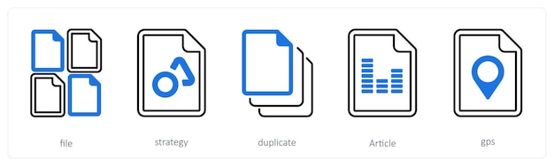 Un conjunto de 5 íconos de mezcla como duplicado de estrategia de archivo