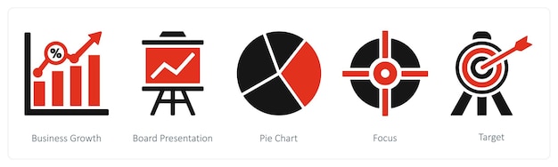 Conjunto de 5 íconos de mezcla como gráfico de la presentación de la tabla