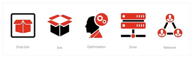Un conjunto de 5 iconos de mezcla como la optimización de la caja de lanzamiento