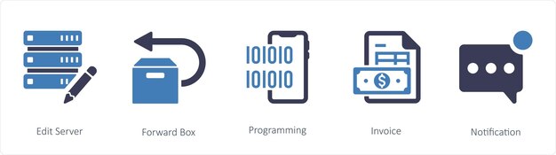Un conjunto de 5 íconos de mezcla como la optimización de la llamada de video