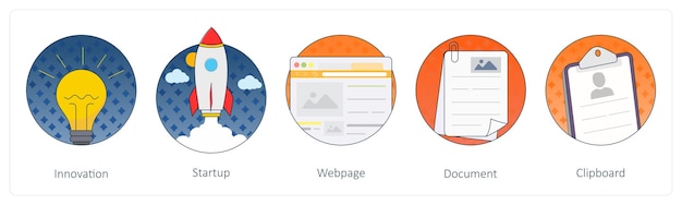 Un conjunto de 5 íconos de mezcla como página web de inicio de innovación