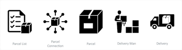 Un conjunto de 5 iconos de mezcla como paquete de conexión de paquete de lista de paquetes