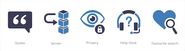 Un conjunto de 5 iconos de mezcla como el rompecabezas de búsqueda web