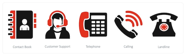 Conjunto de 5 íconos de mezcla como teléfono de soporte al cliente