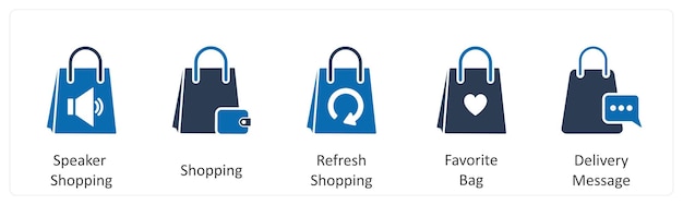 Un conjunto de 5 íconos de negocios como altavoz compras compras refrescar compras