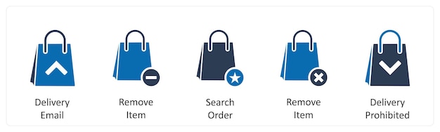 Un conjunto de 5 iconos de negocios como correo electrónico de entrega eliminar el artículo bolsa favorita