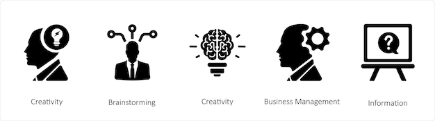 Un conjunto de 5 iconos de negocios como Creatividad Tormenta de Ideas Gestión de Negocios