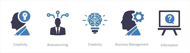Un conjunto de 5 iconos de negocios como Creatividad Tormenta de Ideas Gestión de Negocios