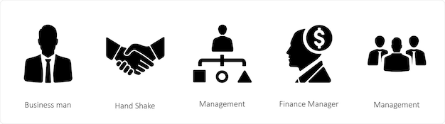Un conjunto de 5 iconos de negocios como el hombre de negocios Hand Shake