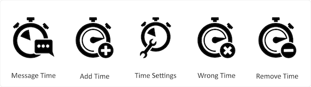Un conjunto de 5 iconos de negocios como la hora del mensaje agregar la configuración de la hora