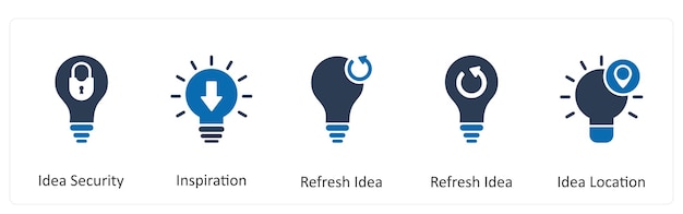 Un conjunto de 5 iconos de negocios como idea de seguridad inspiración refrescar idea