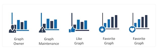 Un conjunto de 5 iconos de negocios como propietario del gráfico mantenimiento del gráfico como gráfico