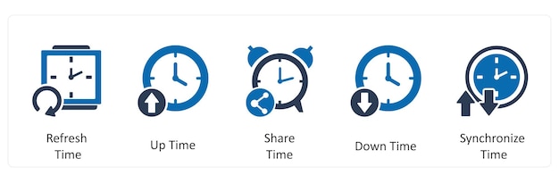 Un conjunto de 5 iconos de negocios como tiempo de actualización tiempo de compartición tiempo