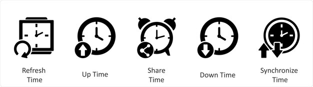 Un conjunto de 5 iconos de negocios como tiempo de actualización tiempo de compartición tiempo