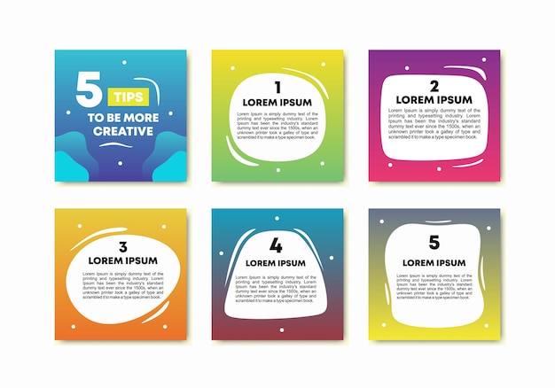 Conjunto de 6 banners de plantilla coloridos con texto de muestra Plantillas cuadradas y rectangulares con espacio de copia para redes sociales, presentación de negocios, diseño gráfico y web Ilustración vectorial