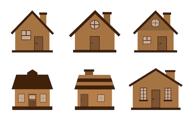 Conjunto de 6 casas vectoriales Colección de 6 casas únicas para hacer que sus diseños se destaquen