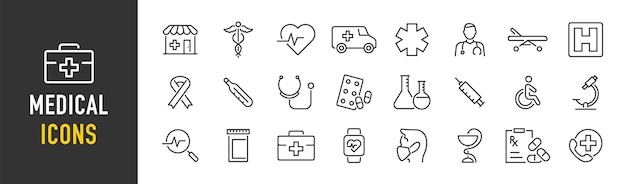 Conjunto de 60 iconos web de viajes y turismo en estilo lineal Viaje en avión playa pasaporte equipaje camping hotel vacaciones de verano colección Ilustración vectorial