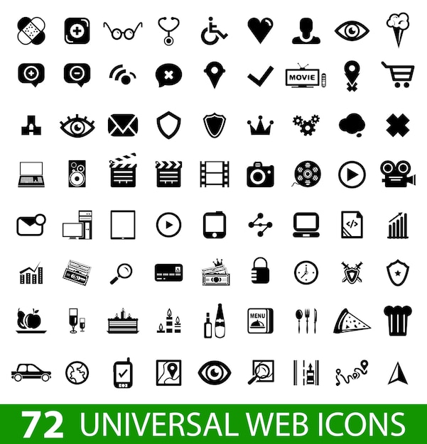 Conjunto de 72 iconos web universales