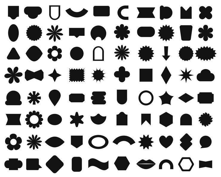 Vector conjunto de 80 formas geométricas retro 2y2k.