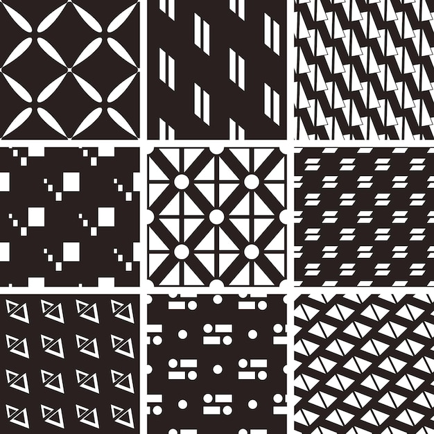 Un conjunto de 9 patrones geométricos sin costuras.