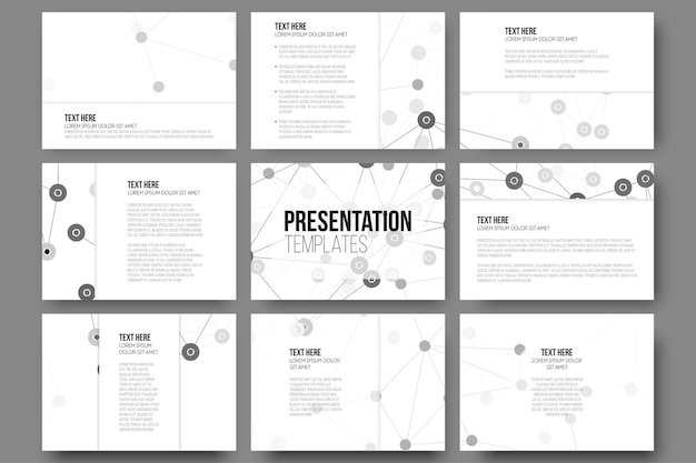 Conjunto de 9 plantillas para diapositivas de presentación