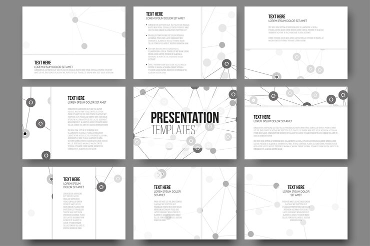 Vector conjunto de 9 plantillas para diapositivas de presentación