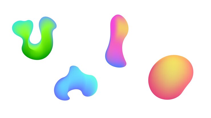 Vector conjunto abstracto colección de colores líquidos formas geométricas elementos dinámicos de degradado fluido logotipo de banner