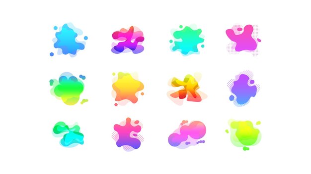 Conjunto abstracto Colección de colores líquidos Formas geométricas Elementos dinámicos de degradado fluido Logotipo de banner