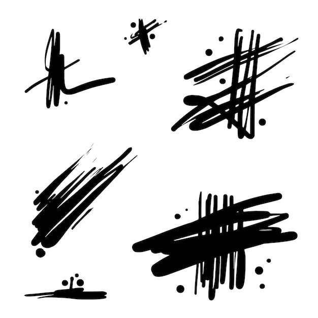 Conjunto abstracto de garabatos dibujados a mano a modo de garabato en ilustración vectorial