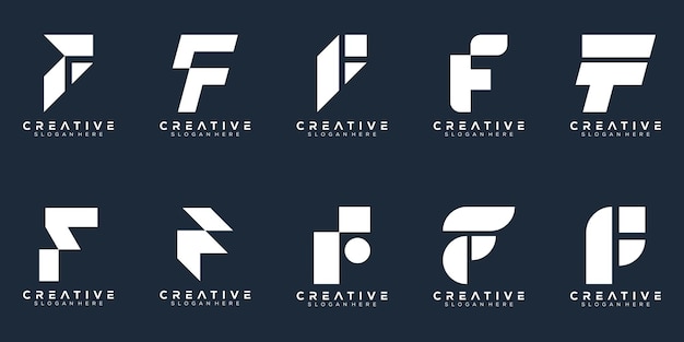 Conjunto abstracto monograma letra f diseño de logotipo