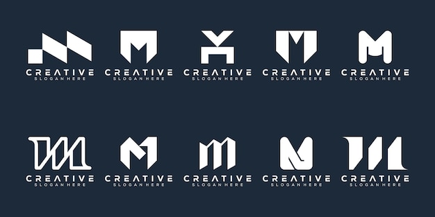 Conjunto abstracto monograma letra m diseño de logotipo