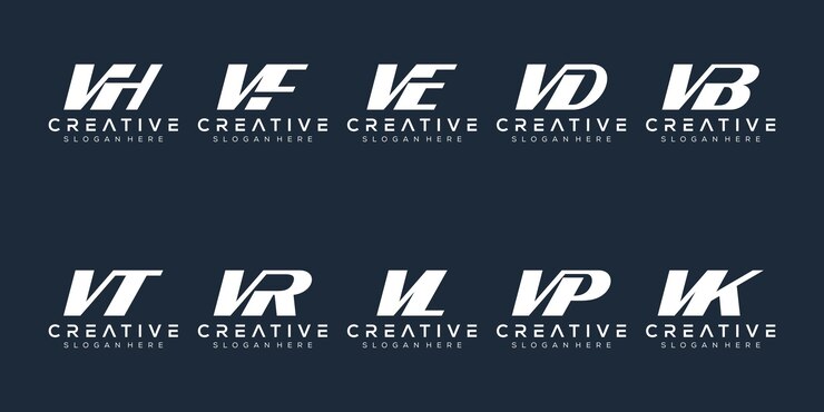Vector conjunto abstracto monograma letra v diseño de logotipo