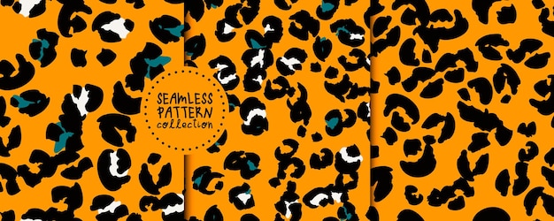 Conjunto de abstractos con patrones sin costuras con diferentes formas fondos vectoriales ilustraciones impresiones
