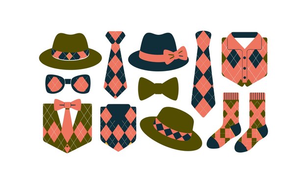 Conjunto de accesorios Argyle para hombres