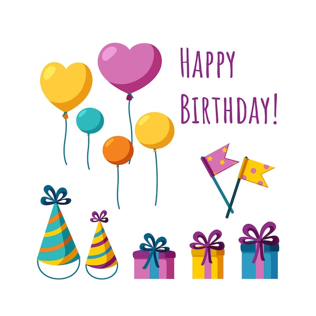 Conjunto de accesorios de cumpleaños Globos bandera regalos y todo lo que necesitas para un cumpleaños