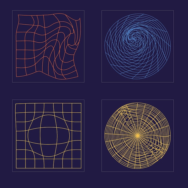 Conjunto de activos gráficos vectoriales Adornos gráficos retro futuristas Objetos en estilo y2k