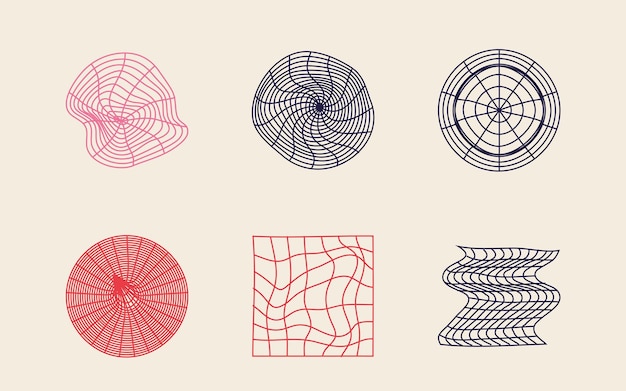 Conjunto de activos gráficos vectoriales Brutalismo formas de estrellas y flores Elementos Cyberpunk