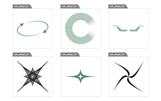 Conjunto de activos gráficos vectoriales Brutalismo formas de estrellas y flores Iconos planos minimalistas