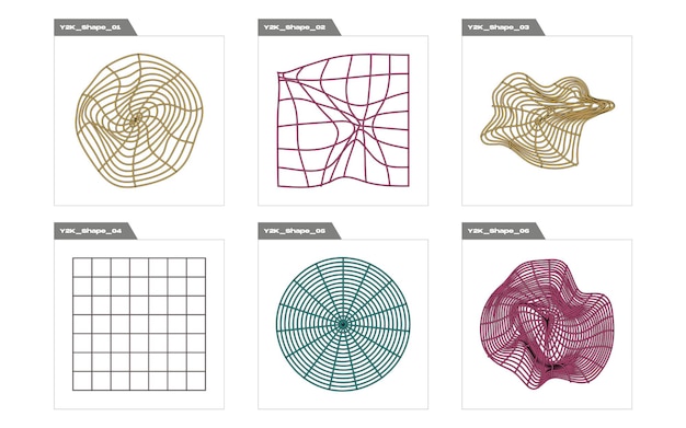 Conjunto de activos gráficos vectoriales Figuras posmodernas geométricas de moda Formas abstractas modernas