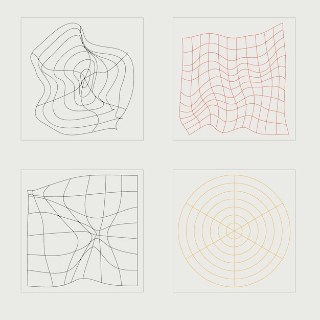 Conjunto de activos gráficos vectoriales Figuras posmodernas geométricas de moda Iconos planos minimalistas